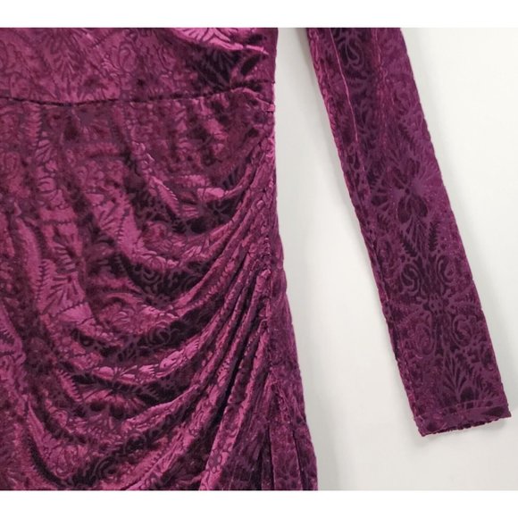 Vici Dress Womens XS Wine Velvet Victoria Anne Puff Shoulder High Low Midi - Picture 12 of 16